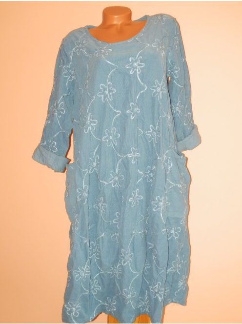 Zsebes,hímzett,laza-lenge,bársony ruha! Több szín! XL-XXL