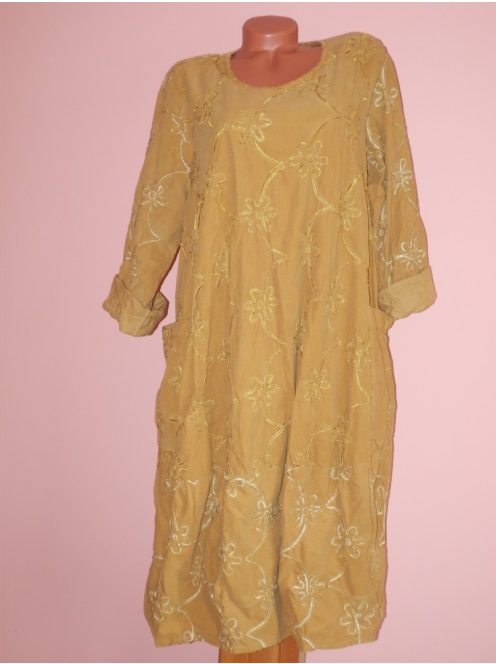 Zsebes,hímzett,laza-lenge,bársony ruha! Több szín! XL-XXL