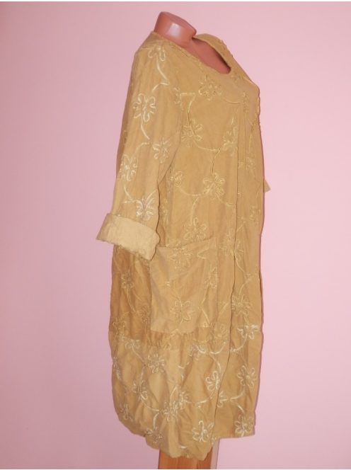 Zsebes,hímzett,laza-lenge,bársony ruha! Több szín! XL-XXL