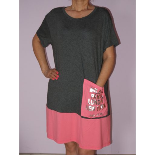 Zsebes,lenge,feliratos A vonalú tunika/ruha!  L-XXL