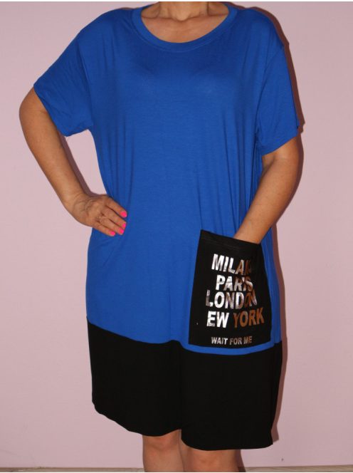 Zsebes,lenge,feliratos A vonalú tunika/ruha!  L-XXL