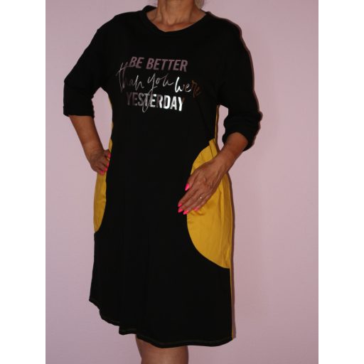 Feliratos,A vonalú,betétes ruha!  Több szín!  L-XL