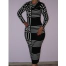 Mintás,vállra húzható,likrás kötött maxi ruha!  S/M,M/L