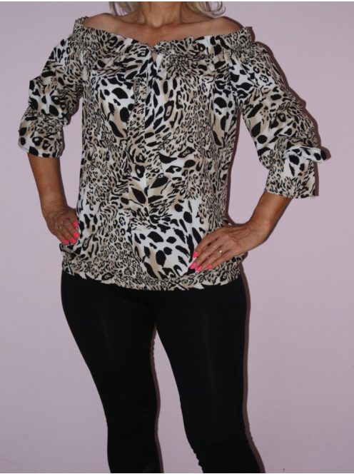 Leopárdos,harangujjú,vállra húzható RUCY FASHION felső!  S/M,L/XL