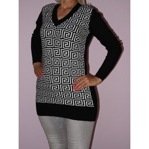 Mintás,kötött V nyakú tunika!  Több szín!  S-XL