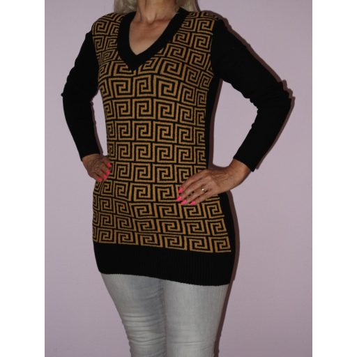 Mintás,kötött V nyakú tunika!  Több szín!  S-XL