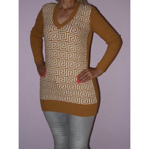 Mintás,kötött V nyakú tunika!  Több szín!  S-XL