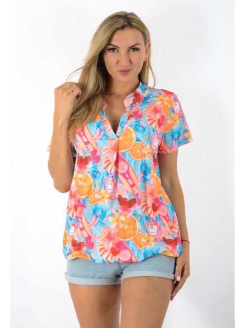 Trópusi gyümölcsös,virágos, ingfazonú ,gumis aljú felső!   L-XXL
