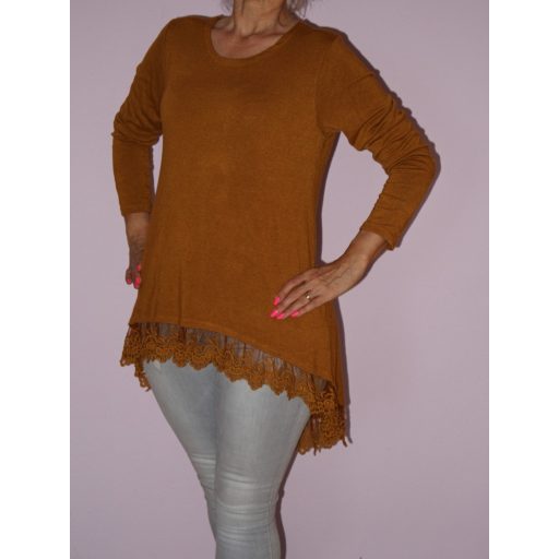 Csipkés,hátulja hosszabb,vékony kötött tunika! Több szín!  M-XL