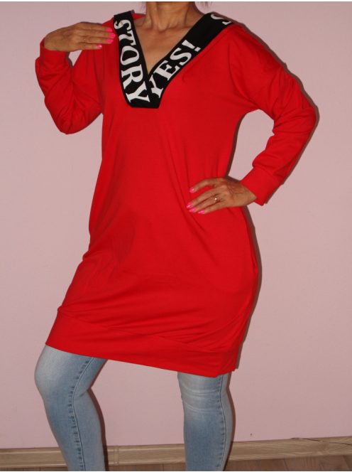 Kapucnis,feliratos,zsebes tunika/ruha! Több szín!  M-XL