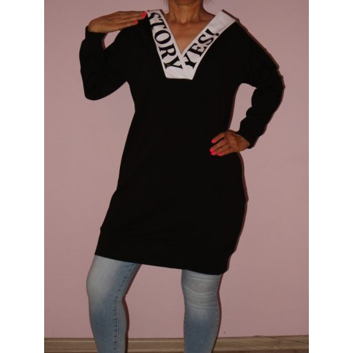 Kapucnis,feliratos,zsebes tunika/ruha! Több szín!  M-XL