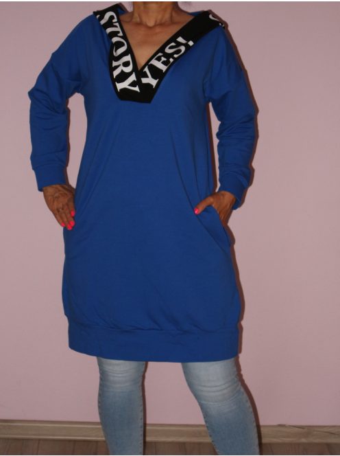 Kapucnis,feliratos,zsebes tunika/ruha! Több szín!  M-XL