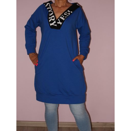 Kapucnis,feliratos,zsebes tunika/ruha! Több szín!  M-XL