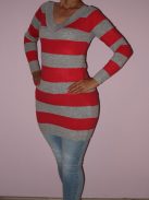 Csíkos,dupla V nyakú tunika!  Több szín! S-XL