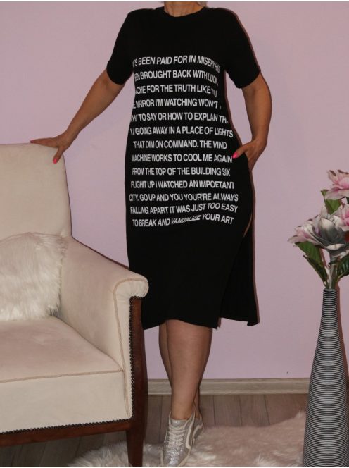 Írásos,két oldalt felsliccelt,zsebes ruha!  Több szín!  M-XL