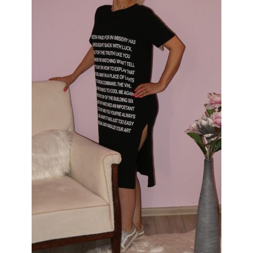 Írásos,két oldalt felsliccelt,zsebes ruha!  Több szín!  M-XL