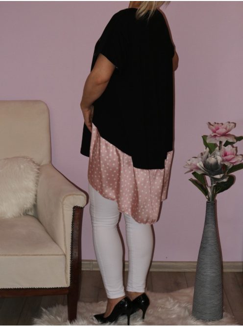 Feliratos,pöttyös betétes,hátulja hosszabb tunika!  Több szín!  L-XXL