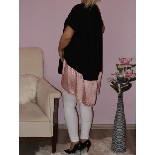 Feliratos,pöttyös betétes,hátulja hosszabb tunika!  Több szín!  L-XXL