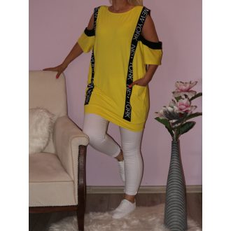 Válla nyitott,zsebes,feliratos tunika!  Több szín!  L-XXL