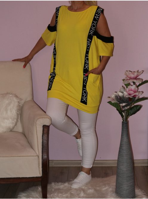 Válla nyitott,zsebes,feliratos tunika!  Több szín!  L-XXL