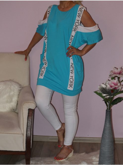 Válla nyitott,zsebes,feliratos tunika!  Több szín!  L-XXL