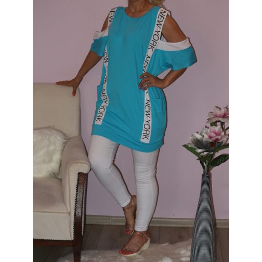 Válla nyitott,zsebes,feliratos tunika!  Több szín!  L-XXL