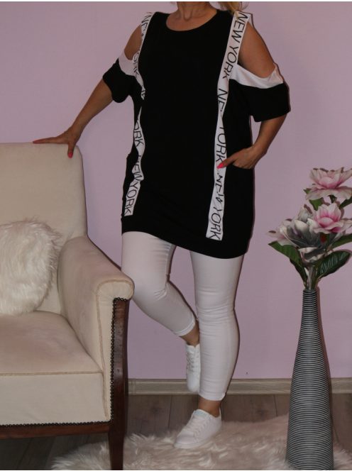 Válla nyitott,zsebes,feliratos tunika!  Több szín!  L-XXL