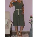 Zsebes,lenvásznas aljú,öves nyári ruha!  Több szín!  L-XL