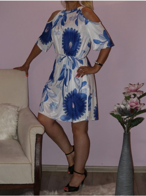 Mintás,válla nyitott,nyaknál kötős ruha! Több szín! L-XXL