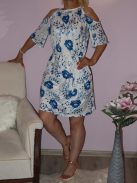 Mintás,válla nyitott,nyaknál kötős ruha! Több szín! L-XXL