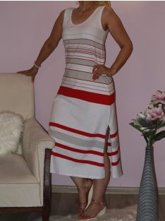   Csíkos,oldala felsliccelt,A vonalú RUCY FASHION maxi ruha!  L