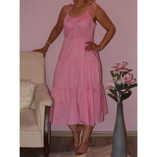 Fodros aljú,spagettipántos,derékban gumis maxi ruha!  L-XL