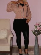 Kapucnis,gumírozott derekú,cipzáras,velúr kabátka! Több szín!  S-XL
