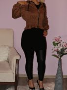 Kapucnis,gumírozott derekú,cipzáras,velúr kabátka! Több szín!  S-XL