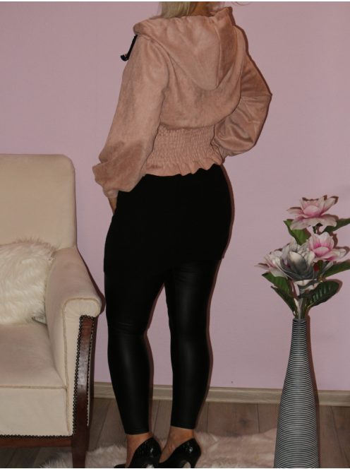 Kapucnis,gumírozott derekú,cipzáras,velúr kabátka! Több szín!  S-XL
