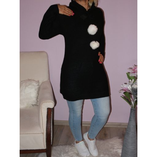 Kapucnis,pomponos,kötött tunika!  Több szín! M-XL