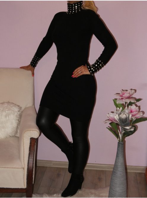 Strasszköves,állónyakú,kötött ruha!  Több  szín!  S-XL
