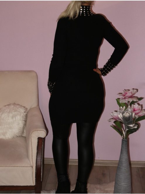 Strasszköves,állónyakú,kötött ruha!  Több  szín!  S-XL
