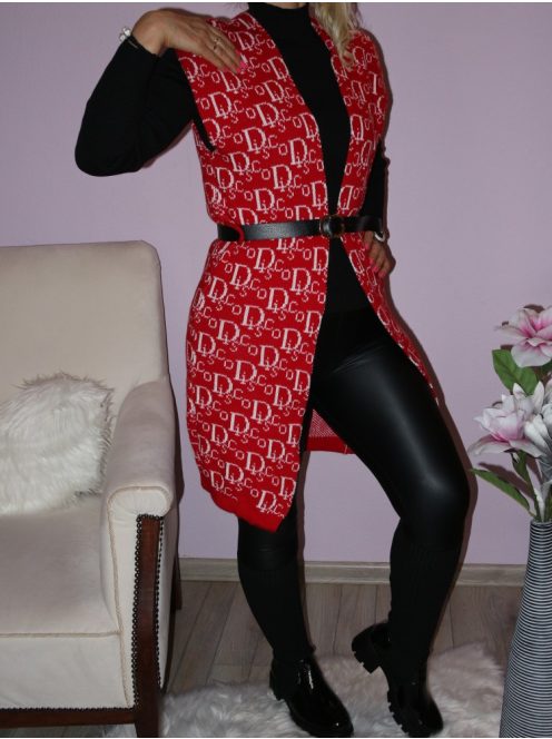 Betűmintás,öves kötött mellény! Több szín! S-XL