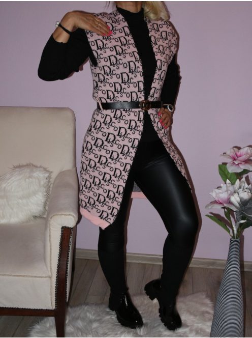 Betűmintás,öves kötött mellény! Több szín! S-XL