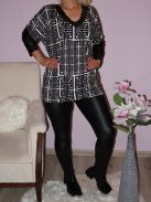 Mintás,V nyakú,latex ujjú felső! Több szín! L-3XL