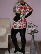 Mintás,V nyakú,latex ujjú felső! Több szín! L-3XL