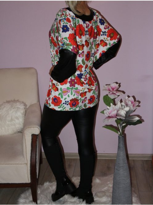 Mintás,V nyakú,latex ujjú felső! Több szín! L-3XL