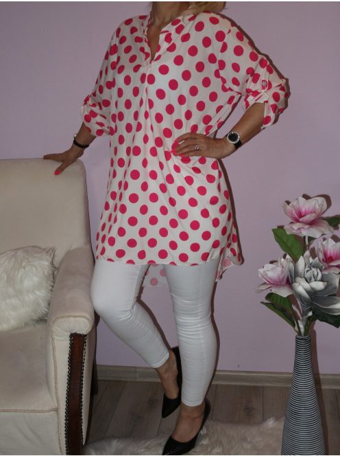 Pöttyös,hátulja hosszabb tunika! Több szín! XXL-3XL