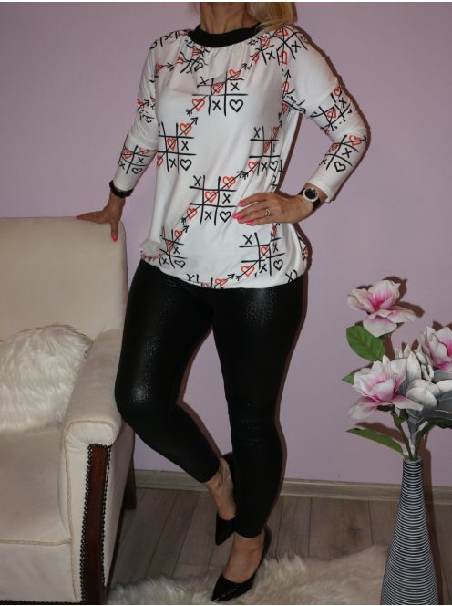 Mintás,nyaknál kötős,gumis aljú felső! Több szín,minta! M-XL