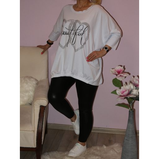 Szívecskés,strasszos,extra bő felső!  Több szín!  XXL-6XL