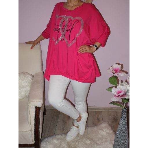 Szívecskés,strasszos,extra bő felső!  Több szín!  XXL-6XL