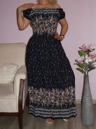 Romantikus,vállra húzható ,mintás maxi ruha!  Több szín ,minta ! S-XL