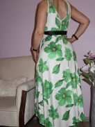 Virágos,átlapolt,push-up maxi ruha! zöld-fehér  S-XL