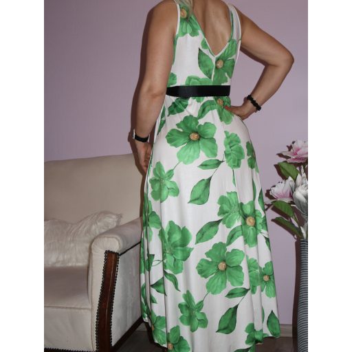 Virágos,átlapolt,push-up maxi ruha! zöld-fehér  S-XL